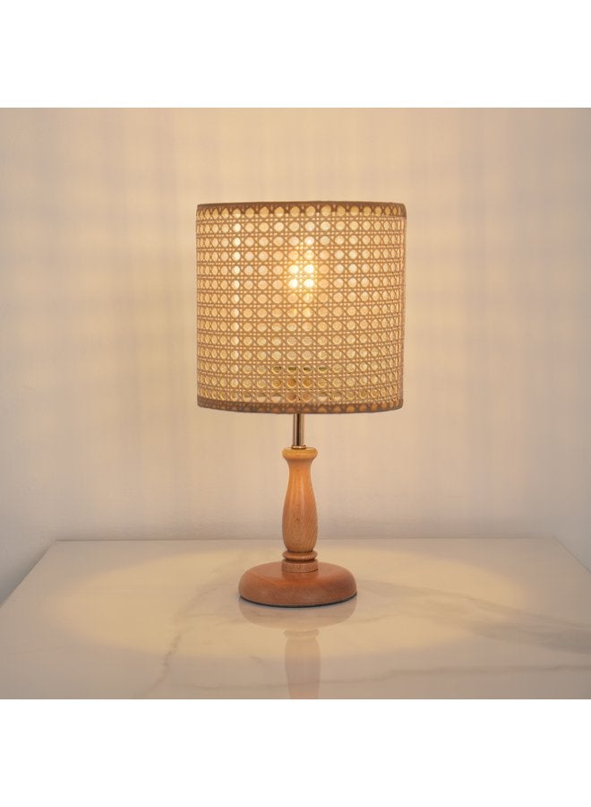 تبس هوم لمب مصباح طاولة TBS - مصباح طاولة من الروطان البيج لتزيين المنزل - Image 3